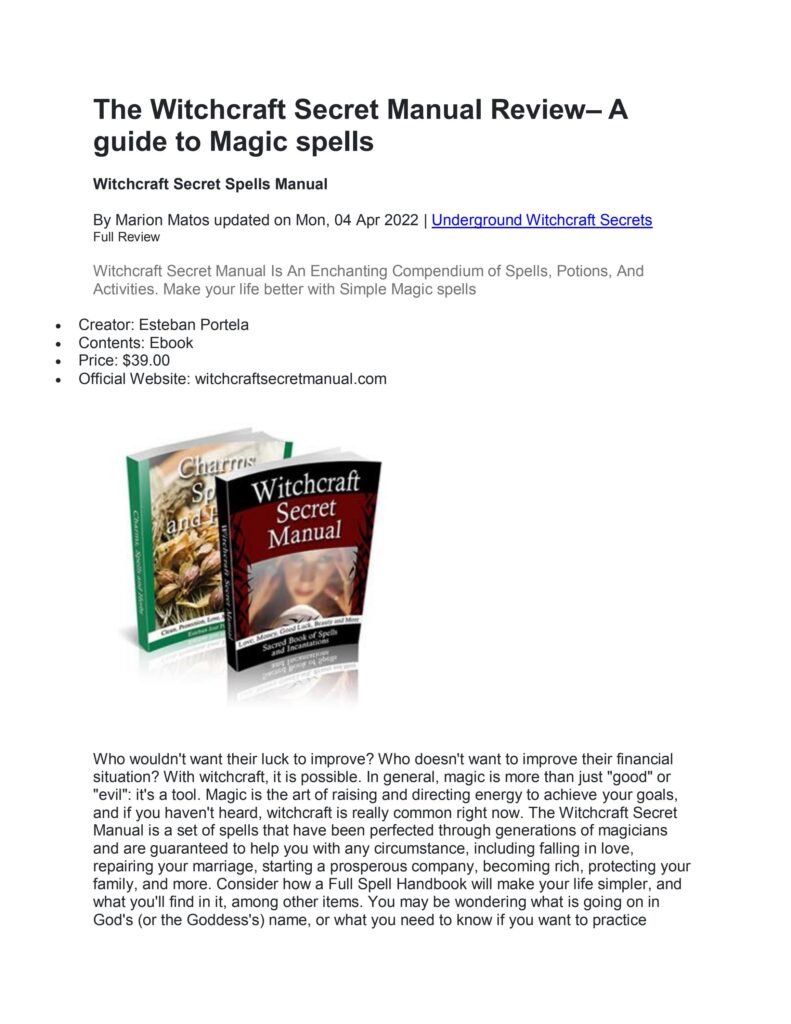 Witchcraft Secret Manual Review | My Blog